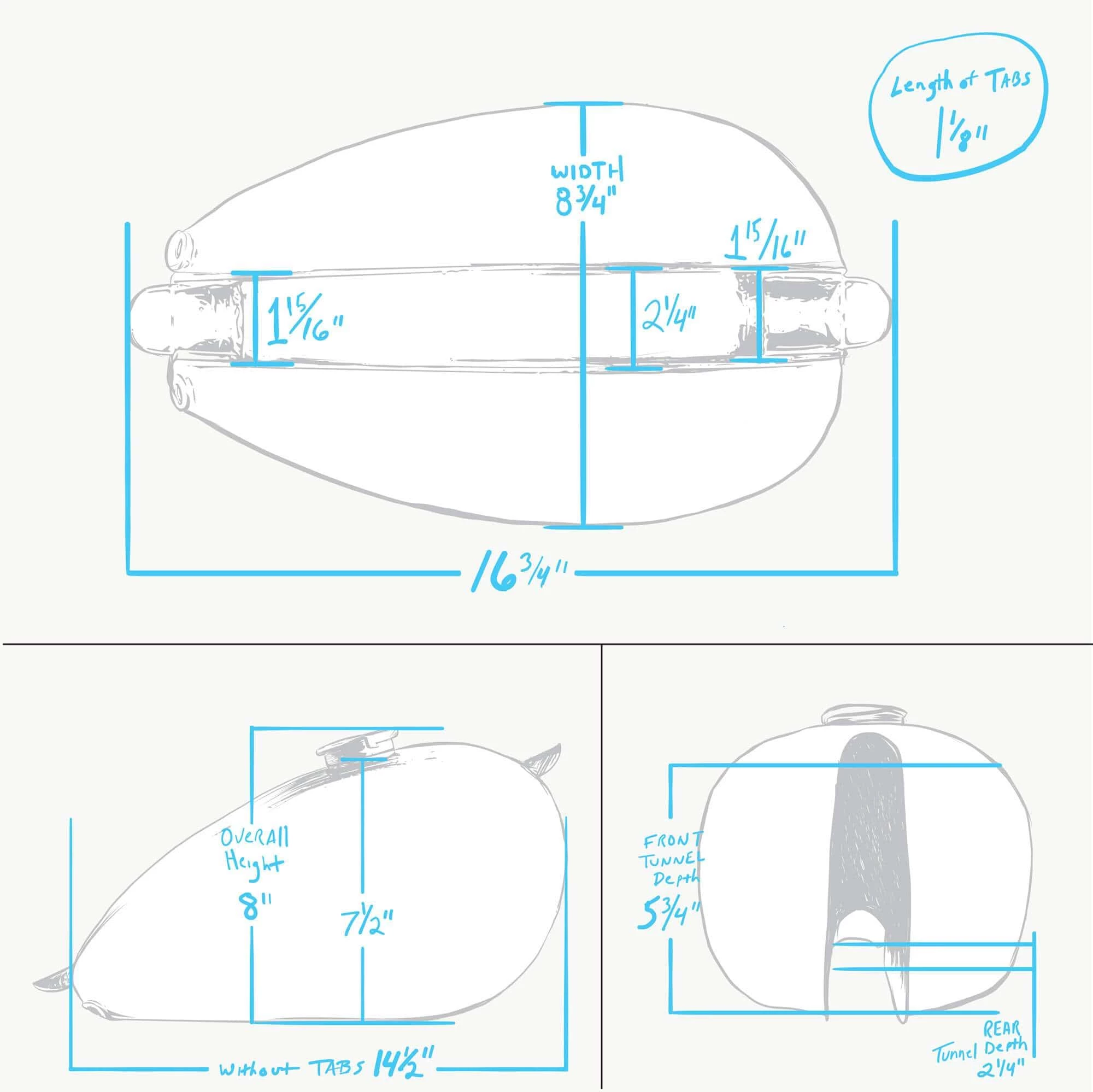 Lowbrow Customs Original P-Nut Tank Deep Tunnel Gas Tank 1.8 Gallon 3 Lowbrow Customs Original P-Nut Tank Deep Tunnel Gas Tank 1.8 Gallon - Image 3