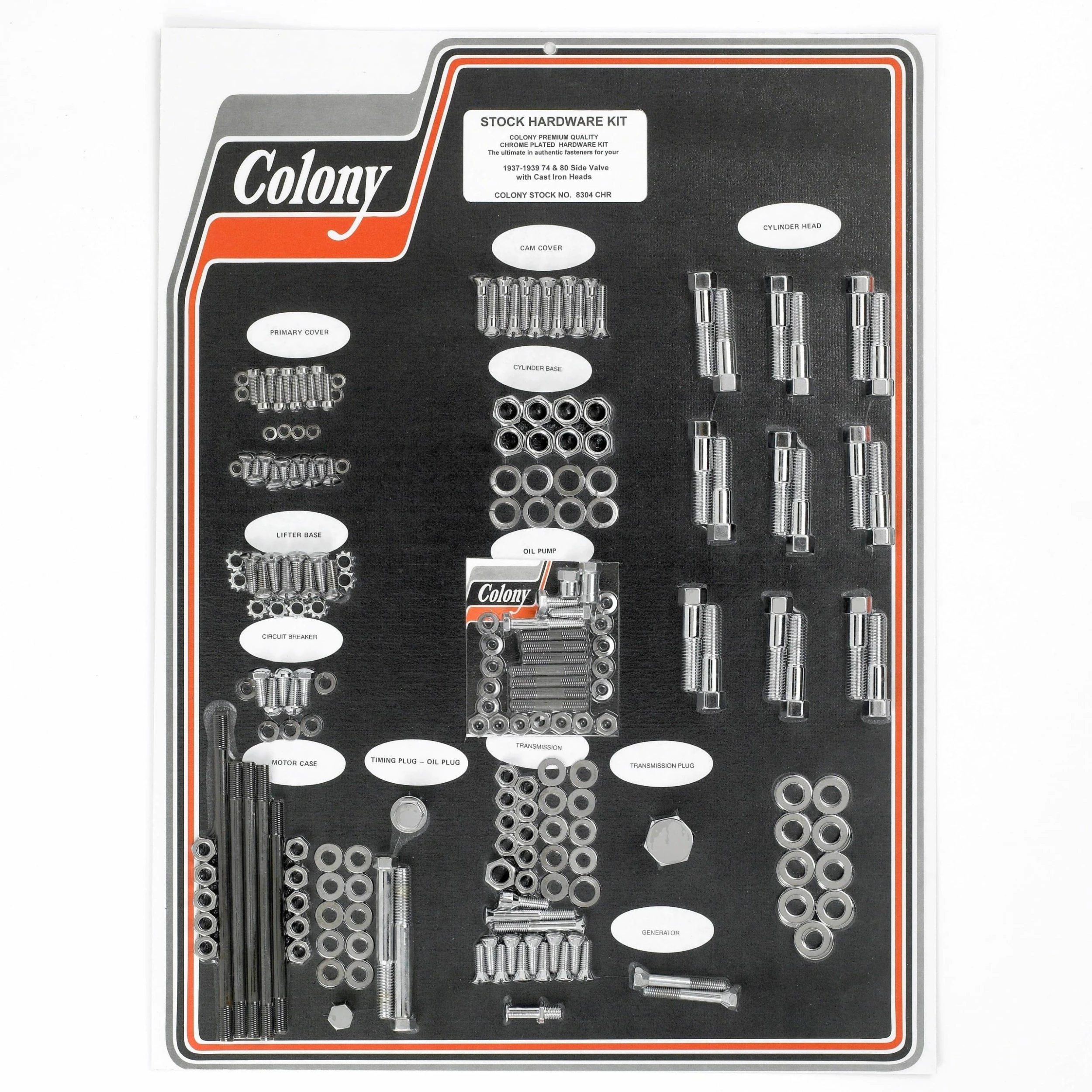 Colony #8304 CHR Complete Stock Hardware Kit - 1937 - 1939 74 & 80 Cast Iron Head - Chrome Plated 1 Colony #8304 CHR Complete Stock Hardware Kit - 1937 - 1939 74 & 80 Cast Iron Head - Chrome Plated