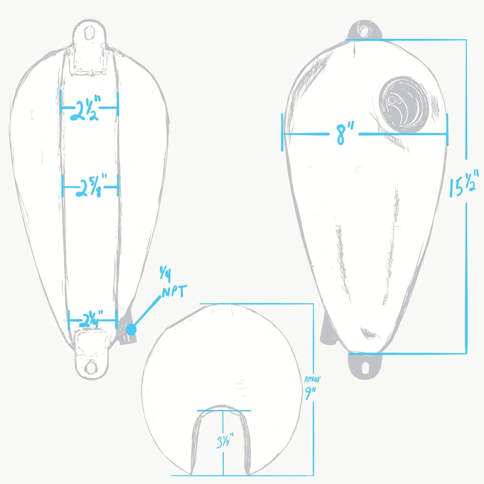 Lowbrow Customs Ovate Axed Gas Tank - Super Narrow - 1.6 Gallon 3 Lowbrow Customs Ovate Axed Gas Tank - Super Narrow - 1.6 Gallon - Image 3