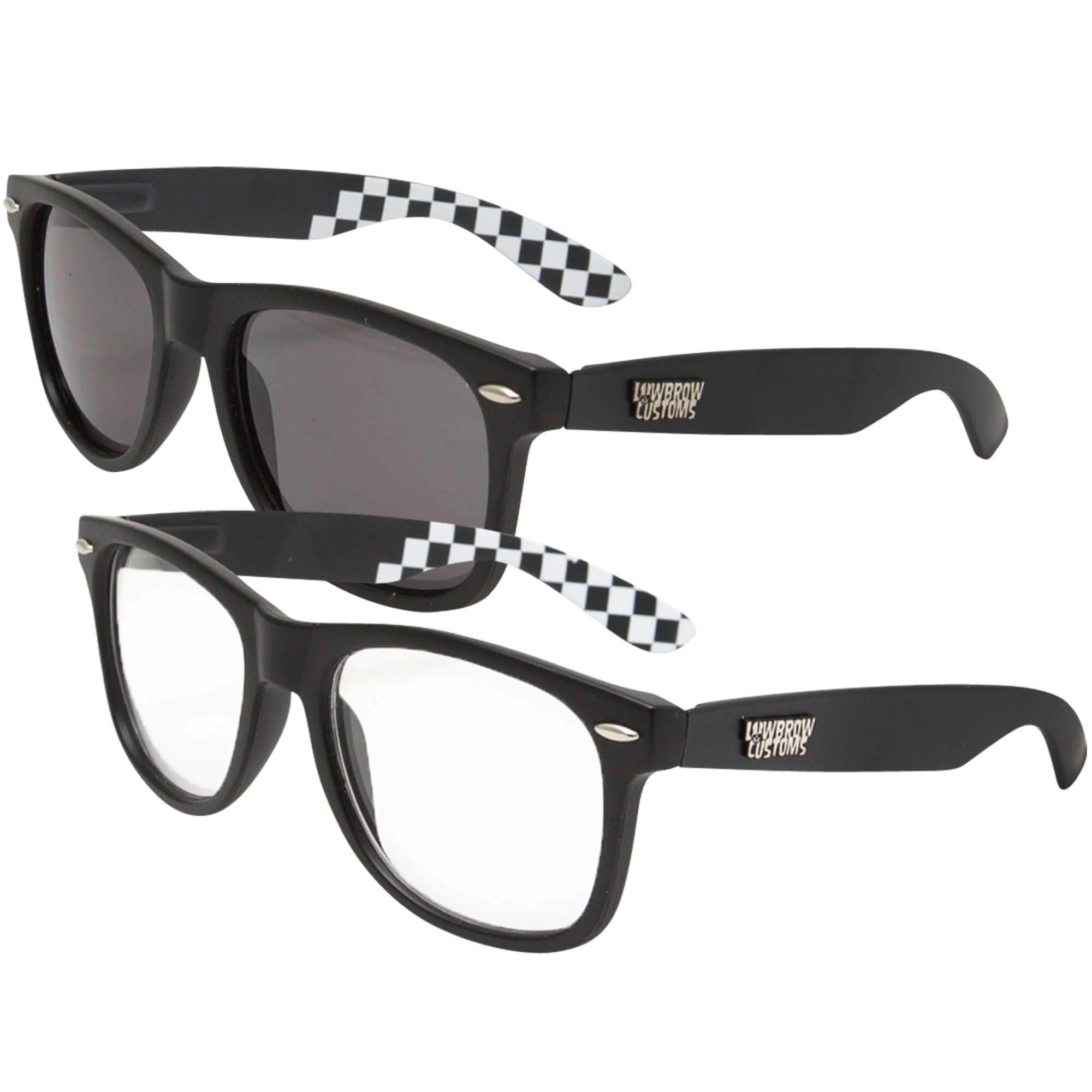 Lowbrow Customs Originals Sunglasses And Black Clears Riding Glasses Set - Save $5! 1 Lowbrow Customs Originals Sunglasses And Black Clears Riding Glasses Set - Save $5!