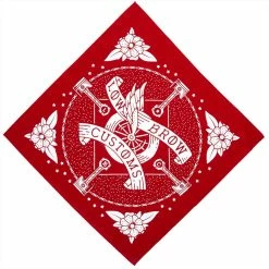 Lowbrow Customs Winged Wheel Banner Bandanna - Made In The USA -Biltwell Shop 010131 lowbrow customs winged wheel banner bananna made in the usa red 5