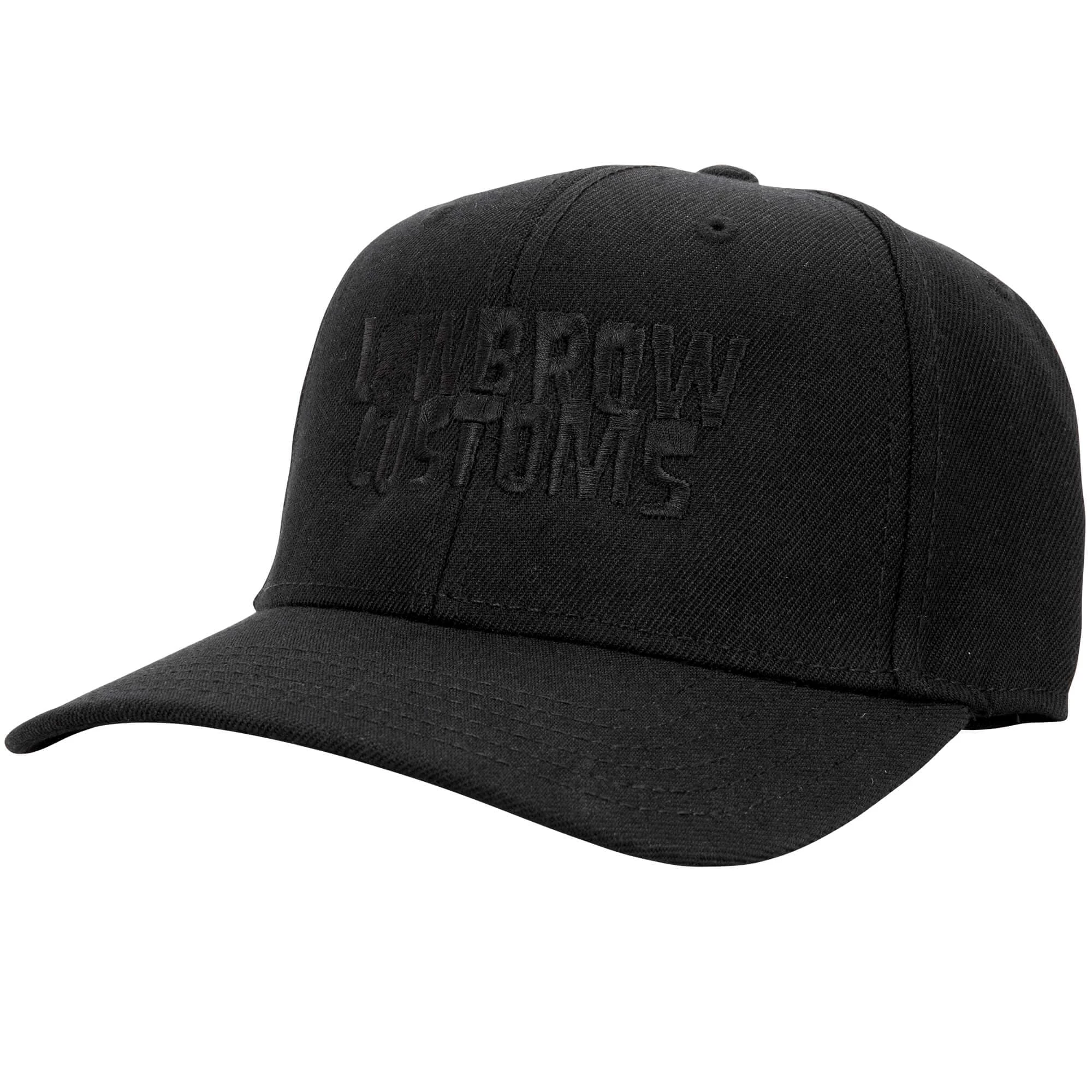 Lowbrow Customs Blackout Embroidered Snapback Hat 1 Lowbrow Customs Blackout Embroidered Snapback Hat