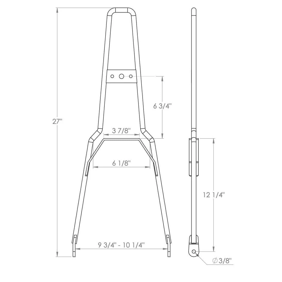 Gasbox Chrome Round Top Sissy Bar - Flat Fender - Box Tail Light 3 Gasbox Chrome Round Top Sissy Bar - Flat Fender - Box Tail Light - Image 3