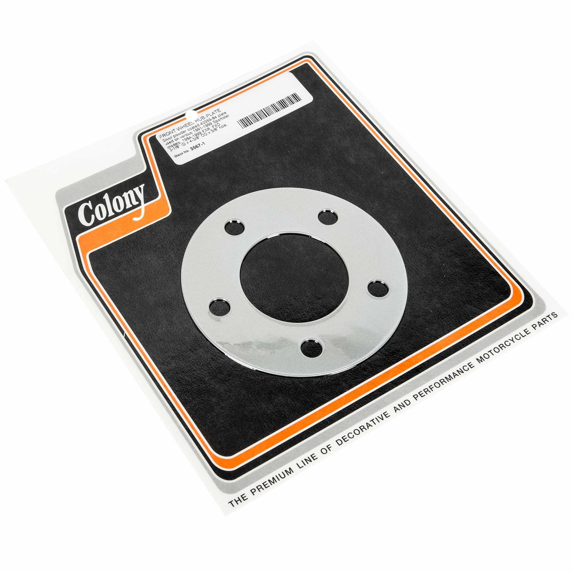 Colony #3567-1 Front Wheel Hub Plate - Silver - 1991-99 XL 1984-99 FXR 1 Colony #3567-1 Front Wheel Hub Plate - Silver - 1991-99 XL 1984-99 FXR