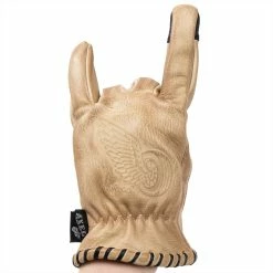 Axel Co. Tan Waxed Cowhide Gloves -Biltwell Shop 012469 Axel Co TanWaxedCowhideGloves 7