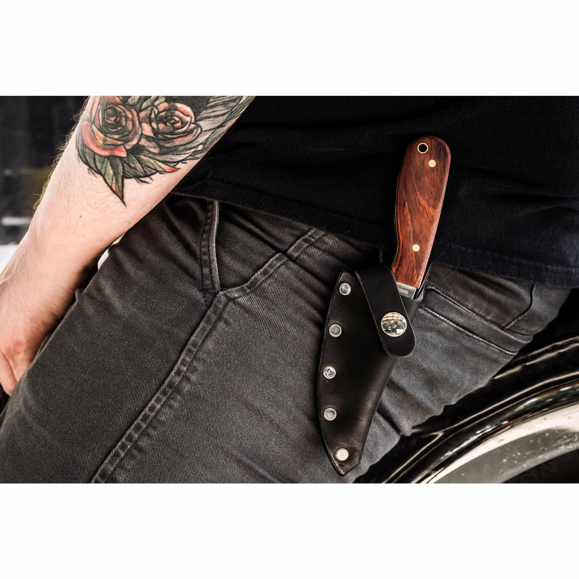 Whiteknuckler Brand Cocobolo - Model 3 Knife - Right Hand - Black Sheath 11 Whiteknuckler Brand Cocobolo - Model 3 Knife - Right Hand - Black Sheath - Image 11