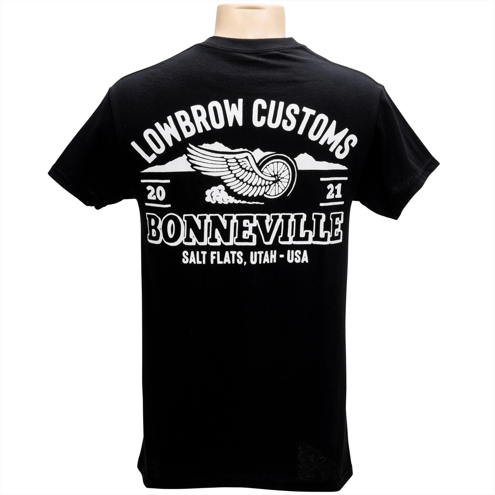Lowbrow Customs Bonneville Salt Flats 2021 Racing Support T-Shirt - Black 1 Lowbrow Customs Bonneville Salt Flats 2021 Racing Support T-Shirt - Black