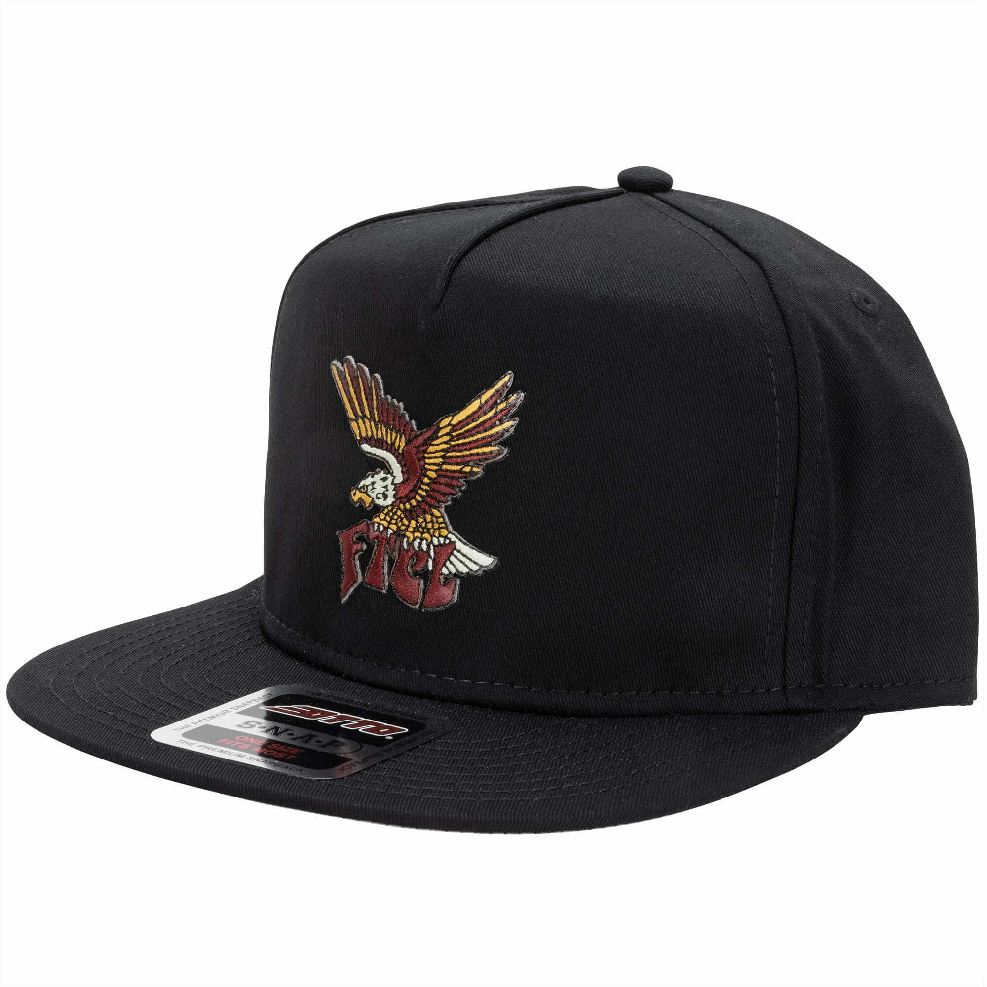 Forever The Chaos Life Pizza Eagle Snapback Hat - Black 1 Forever The Chaos Life Pizza Eagle Snapback Hat - Black