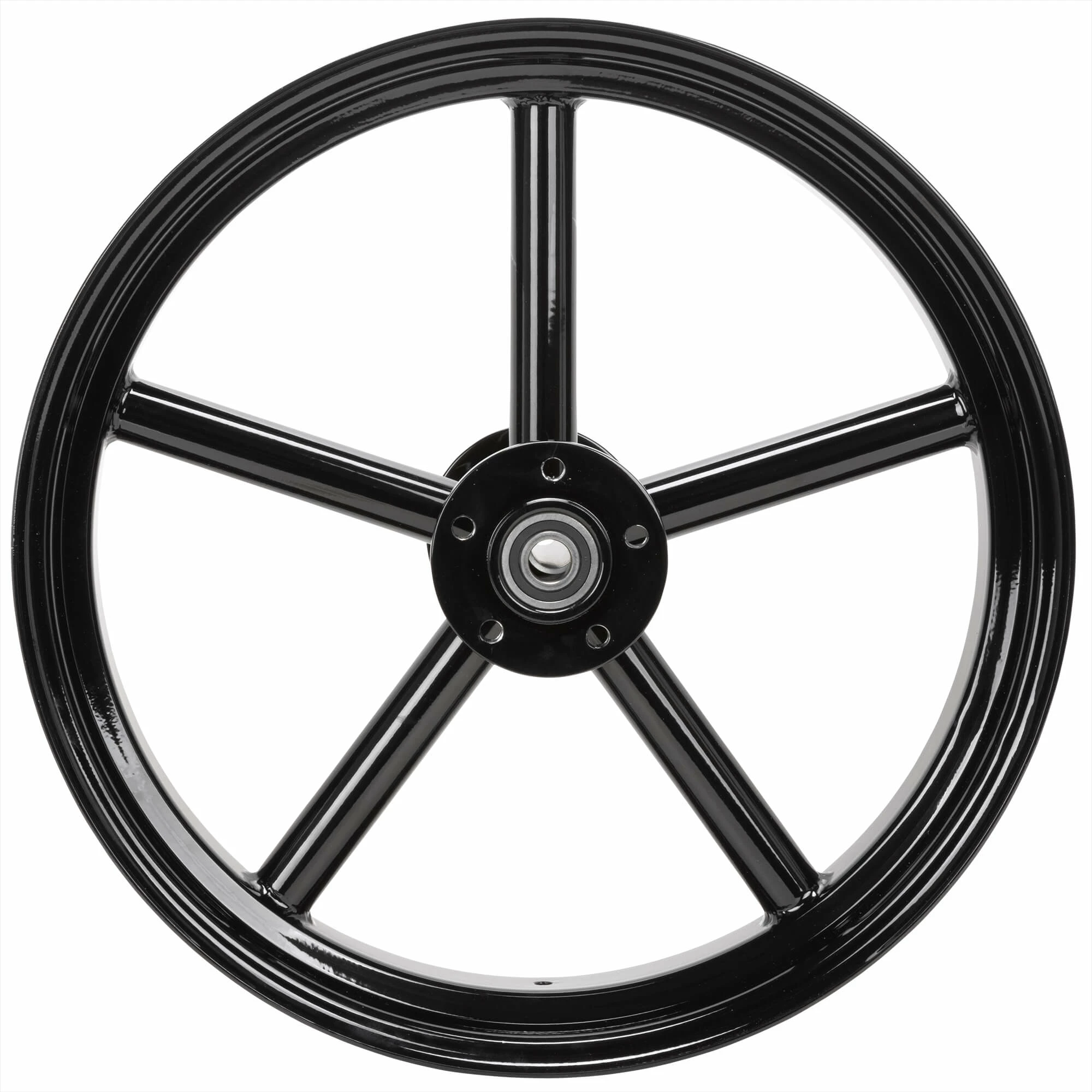 Led Sled Customs Round Spoke Invader 18 X 3.5 Dual Flange Rear Wheel - Gloss Black 2 Led Sled Customs Round Spoke Invader 18 X 3.5 Dual Flange Rear Wheel - Gloss Black - Image 2