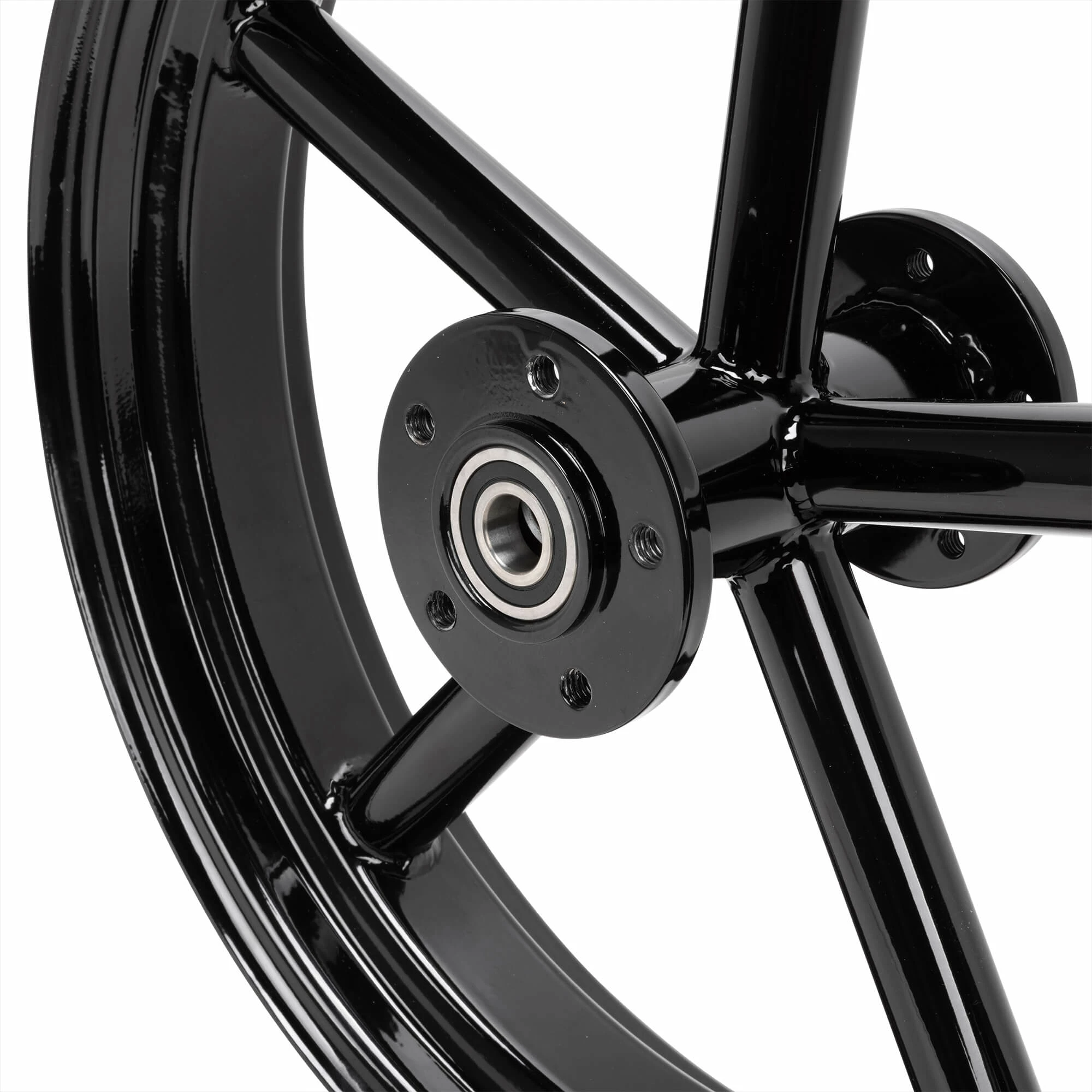 Led Sled Customs Round Spoke Invader 18 X 3.5 Dual Flange Rear Wheel - Gloss Black 4 Led Sled Customs Round Spoke Invader 18 X 3.5 Dual Flange Rear Wheel - Gloss Black - Image 4
