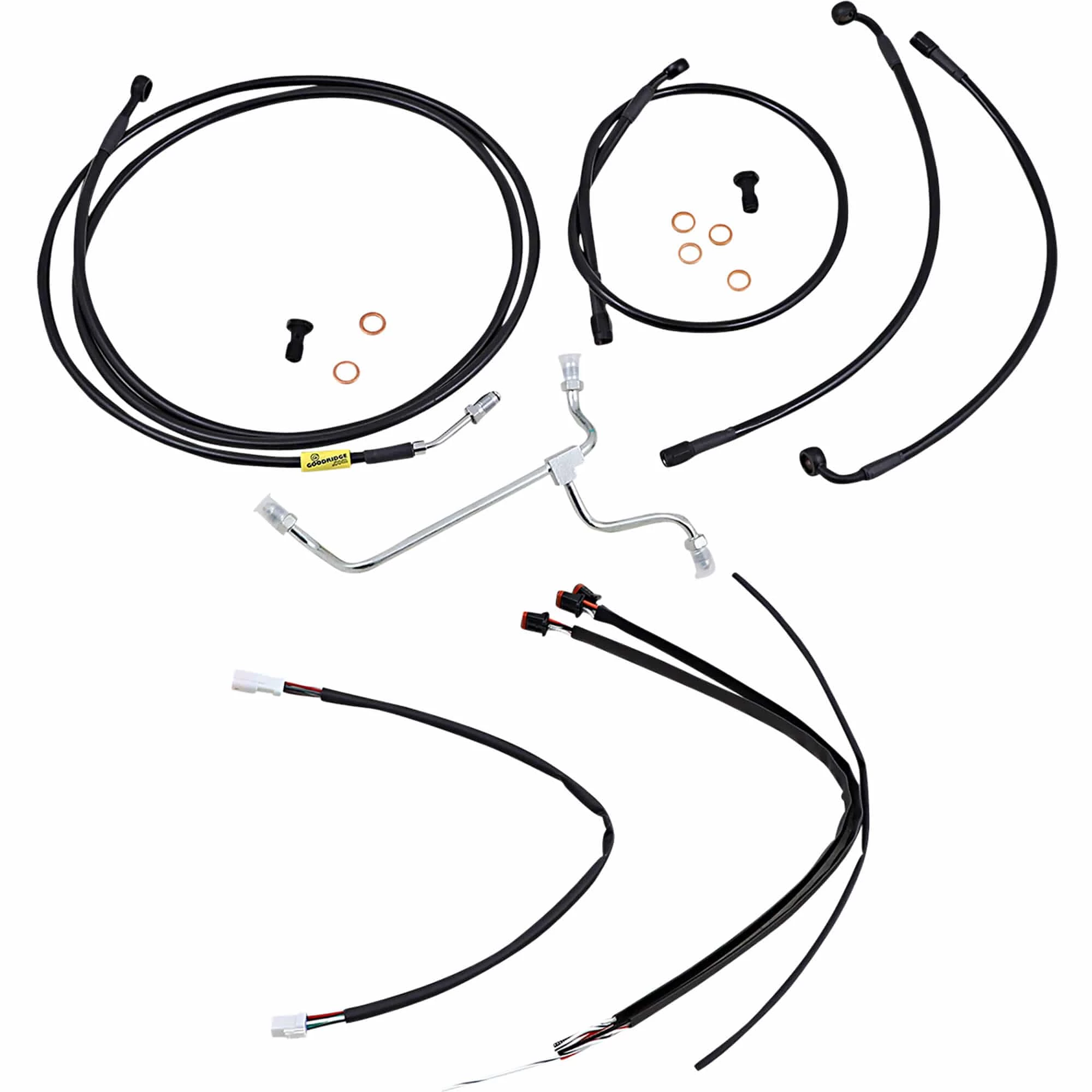 Burly Brand Complete Handlebar Cable/Brake Line Kit For 15" Ape Hanger Handlebars 17-20 FLHT/FLHX W/o ABS 2 Burly Brand Complete Handlebar Cable/Brake Line Kit For 15" Ape Hanger Handlebars 17-20 FLHT/FLHX W/o ABS - Image 2