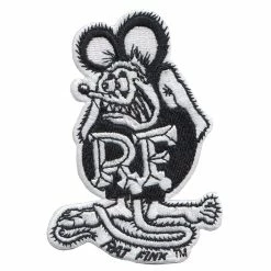 Mooneyes Rat Fink Patch - Black And White