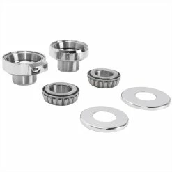 V-Twin Manufacturing Chrome Fork Neck Cup Kit With Fork Stops For Harley-Davidson Big Twins