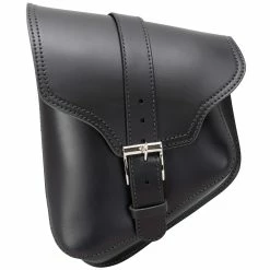 Lowbrow Customs Solo Saddlebag Left Side - Black - For Rigid & Softail Motorcycles