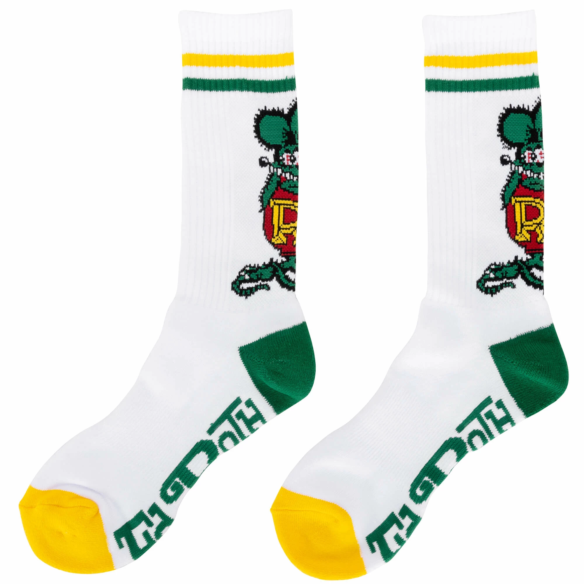 Mooneyes Rat Fink Standing Socks - White 1 Mooneyes Rat Fink Standing Socks - White