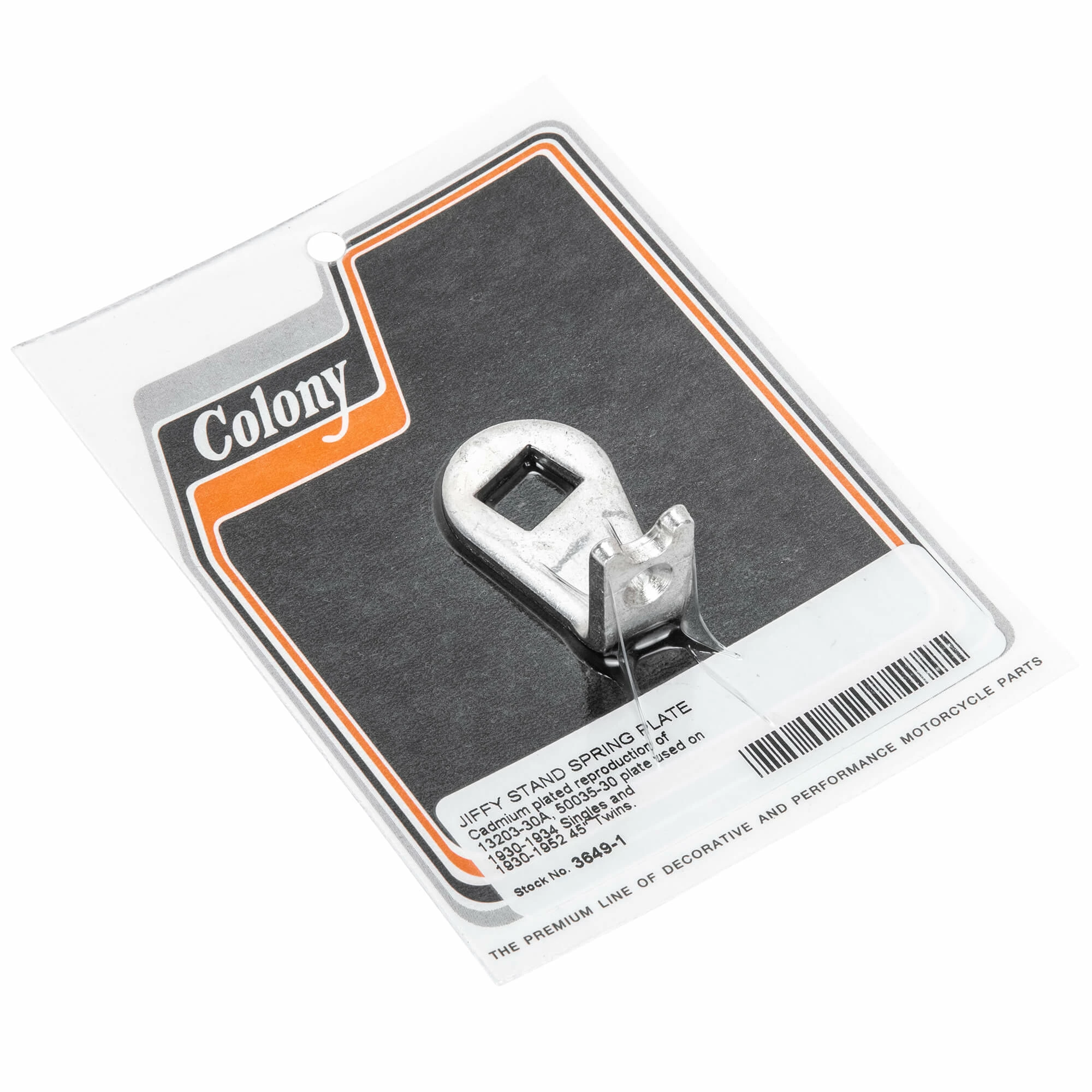 Colony #3649-1 Jiffy Stand Spring Plate - CAD Plated - 1930-52 Harley-Davidson 45 Twins 30-34 Singles 1 Colony #3649-1 Jiffy Stand Spring Plate - CAD Plated - 1930-52 Harley-Davidson 45 Twins 30-34 Singles