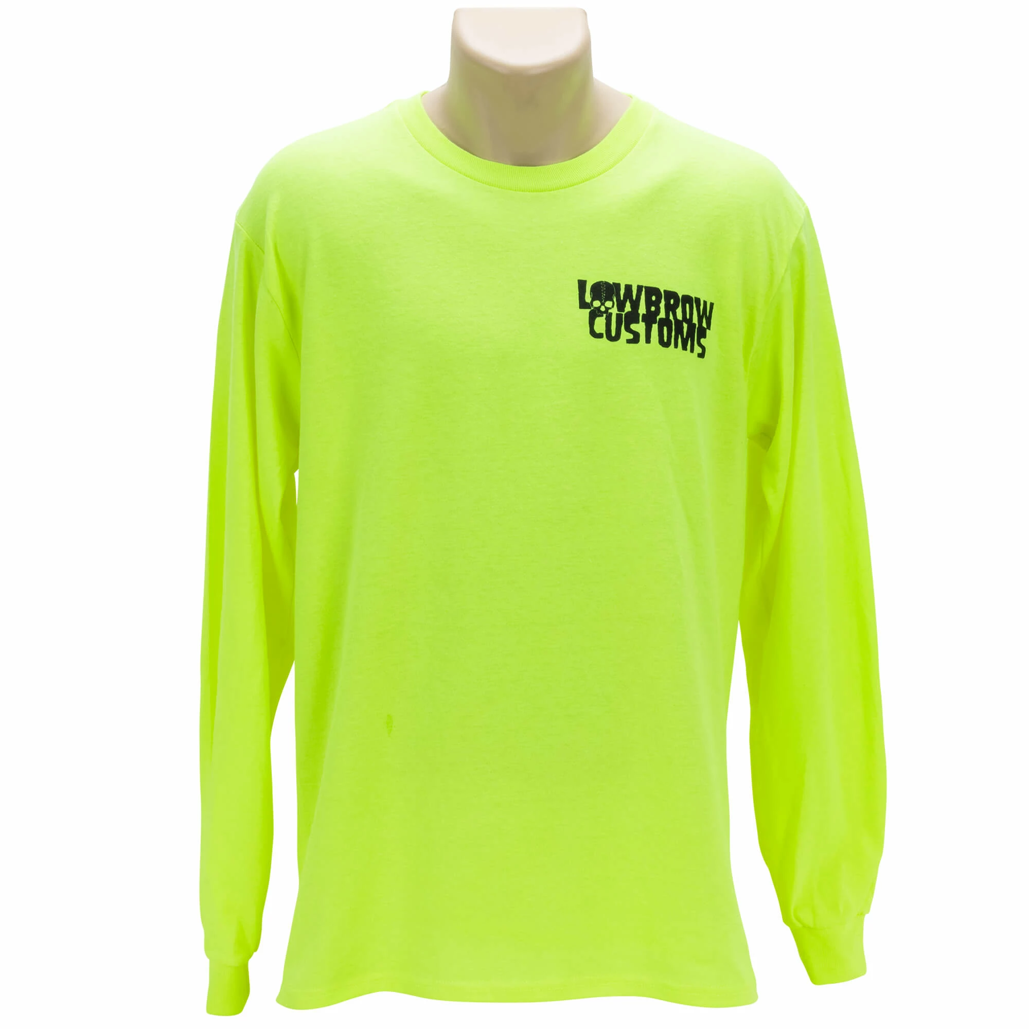 Lowbrow Customs Winged Wheel Safety Green High-Viz Longsleeve Shirt 3 Lowbrow Customs Winged Wheel Safety Green High-Viz Longsleeve Shirt - Image 3