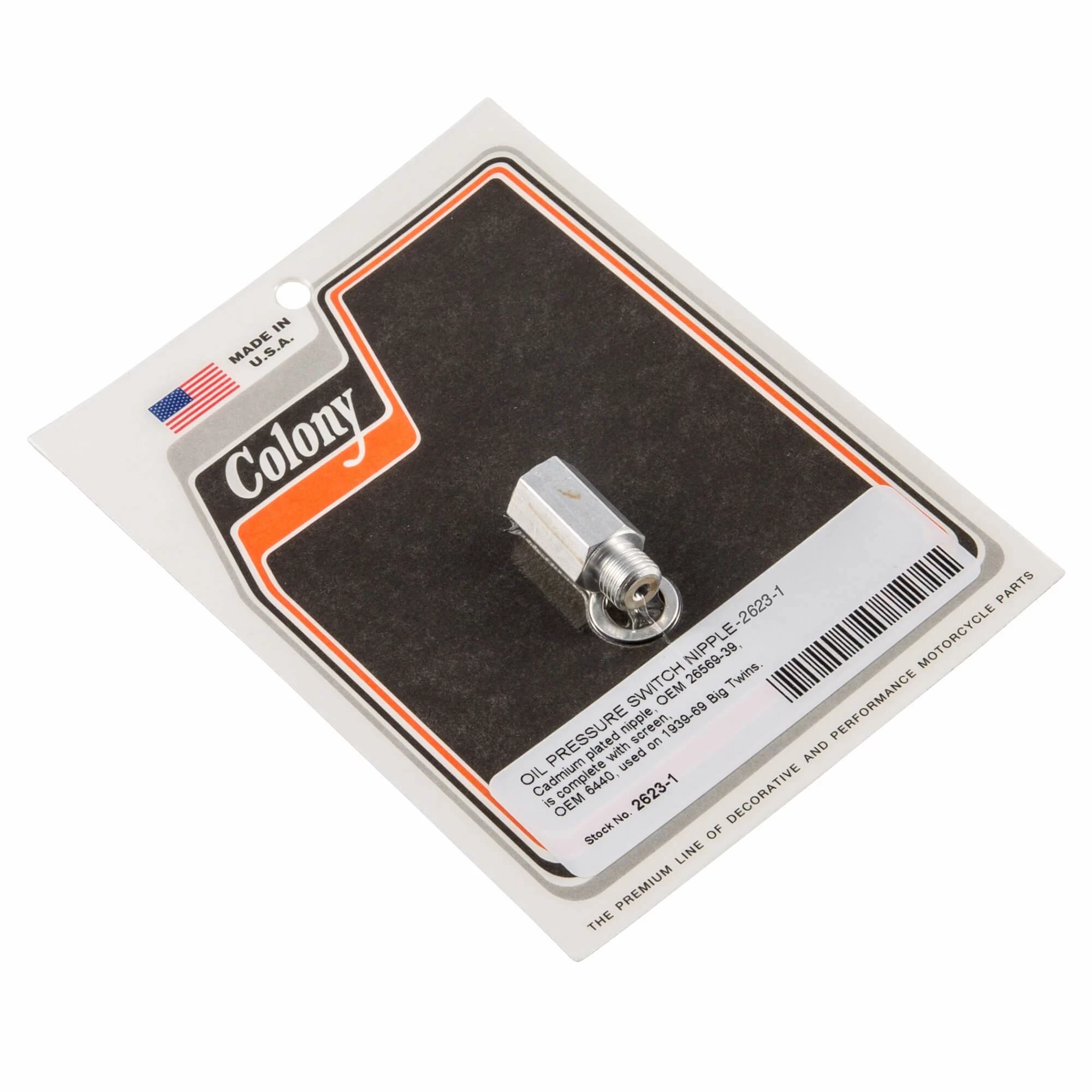 Colony #2623-1 Oil Pressure Switch Nipple CAD Harley-Davidson Big Twins 1939-69 1 Colony #2623-1 Oil Pressure Switch Nipple CAD Harley-Davidson Big Twins 1939-69