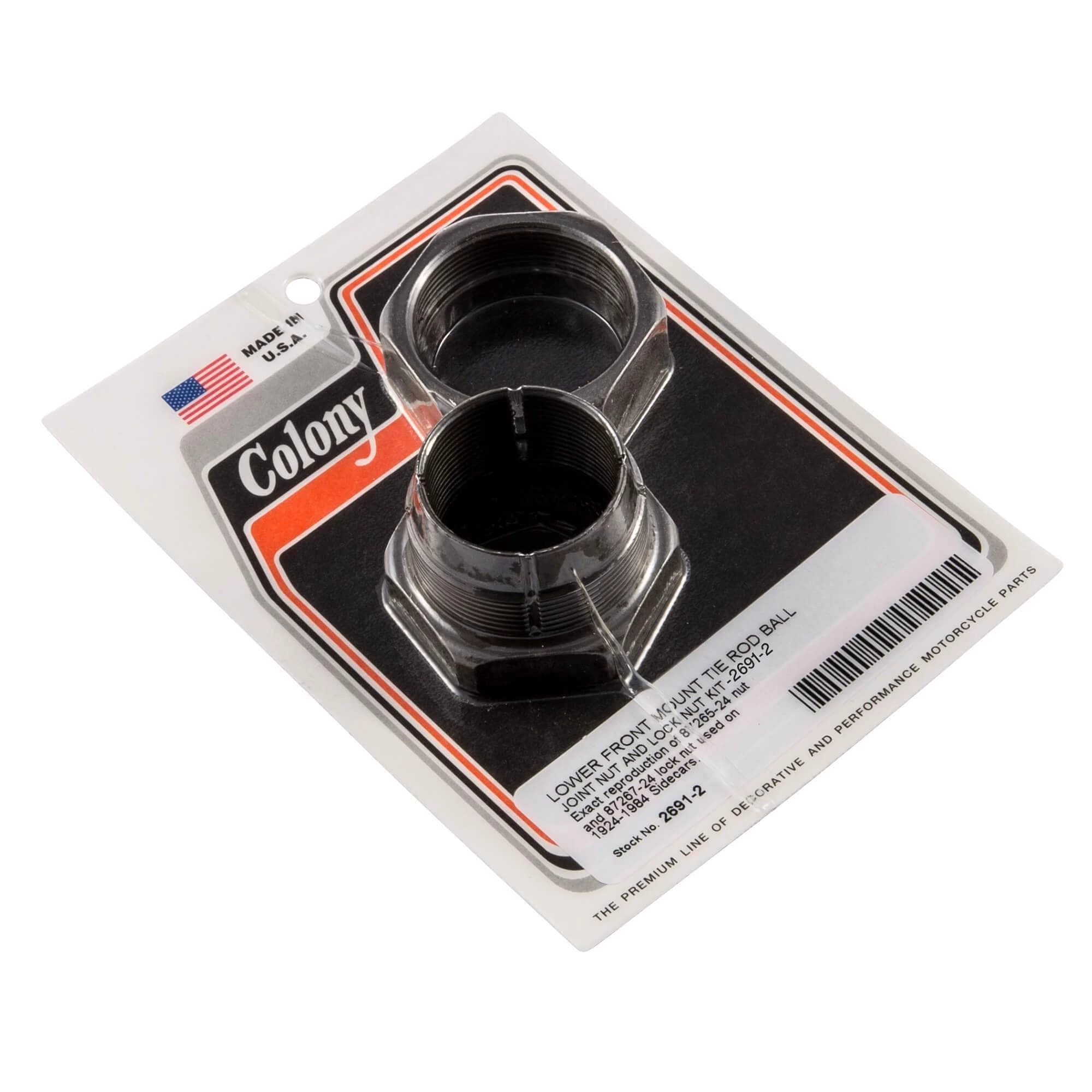 Colony #2691-2 Lower Front Mount Tie Rod Ball Joint Nut Kit Harley Sidecars 1924-84 1 Colony #2691-2 Lower Front Mount Tie Rod Ball Joint Nut Kit Harley Sidecars 1924-84