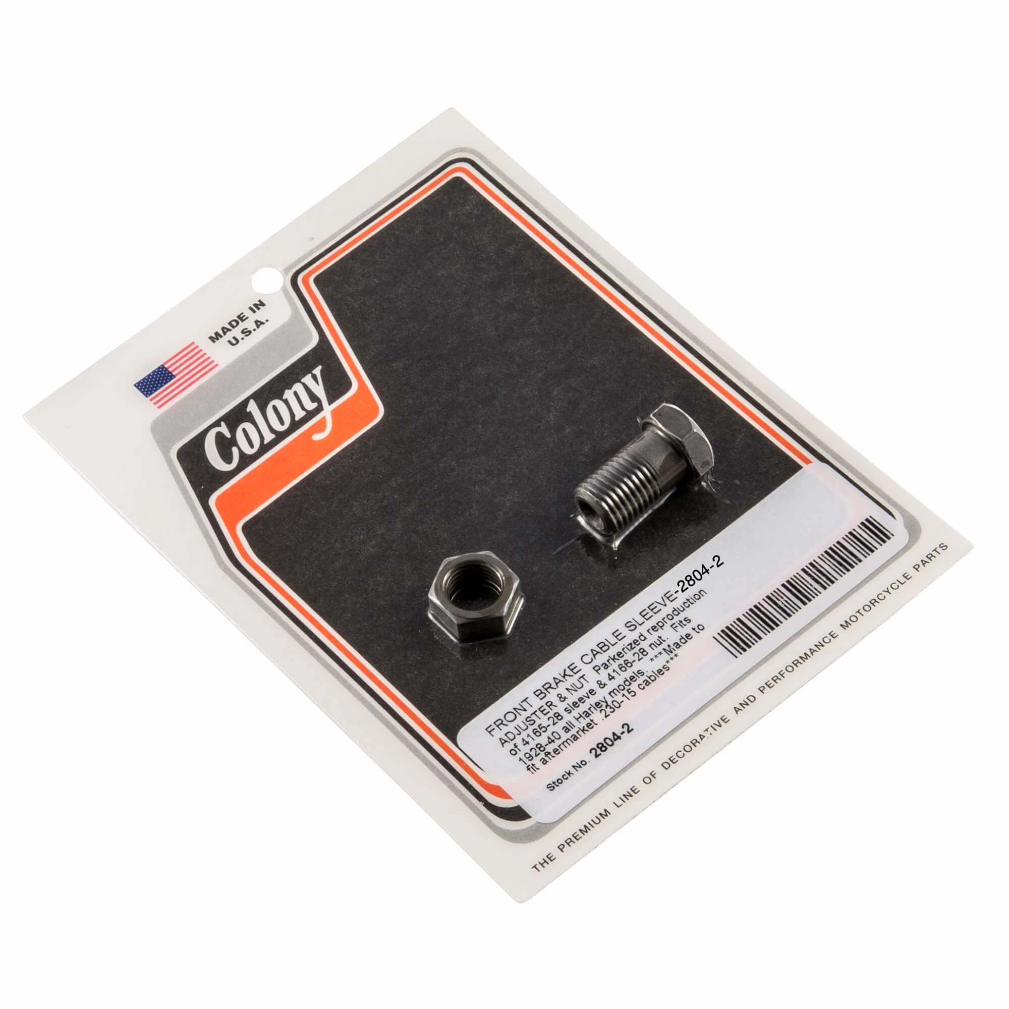 Colony #2804-2 Front Brake Cable Sleeve Adjuster And Nut Harley-Davidson 1928-40 1 Colony #2804-2 Front Brake Cable Sleeve Adjuster And Nut Harley-Davidson 1928-40