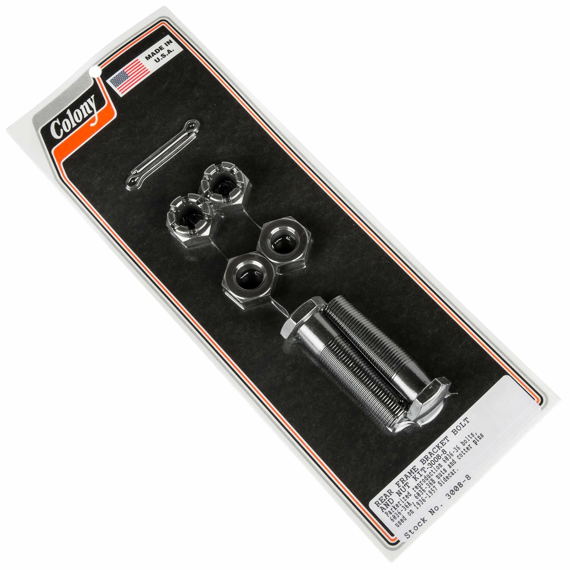 Colony #3008-8 Rear Frame Bracket Bolt Nut Kit Parkerized Harley Sidecar 36-57 1 Colony #3008-8 Rear Frame Bracket Bolt Nut Kit Parkerized Harley Sidecar 36-57