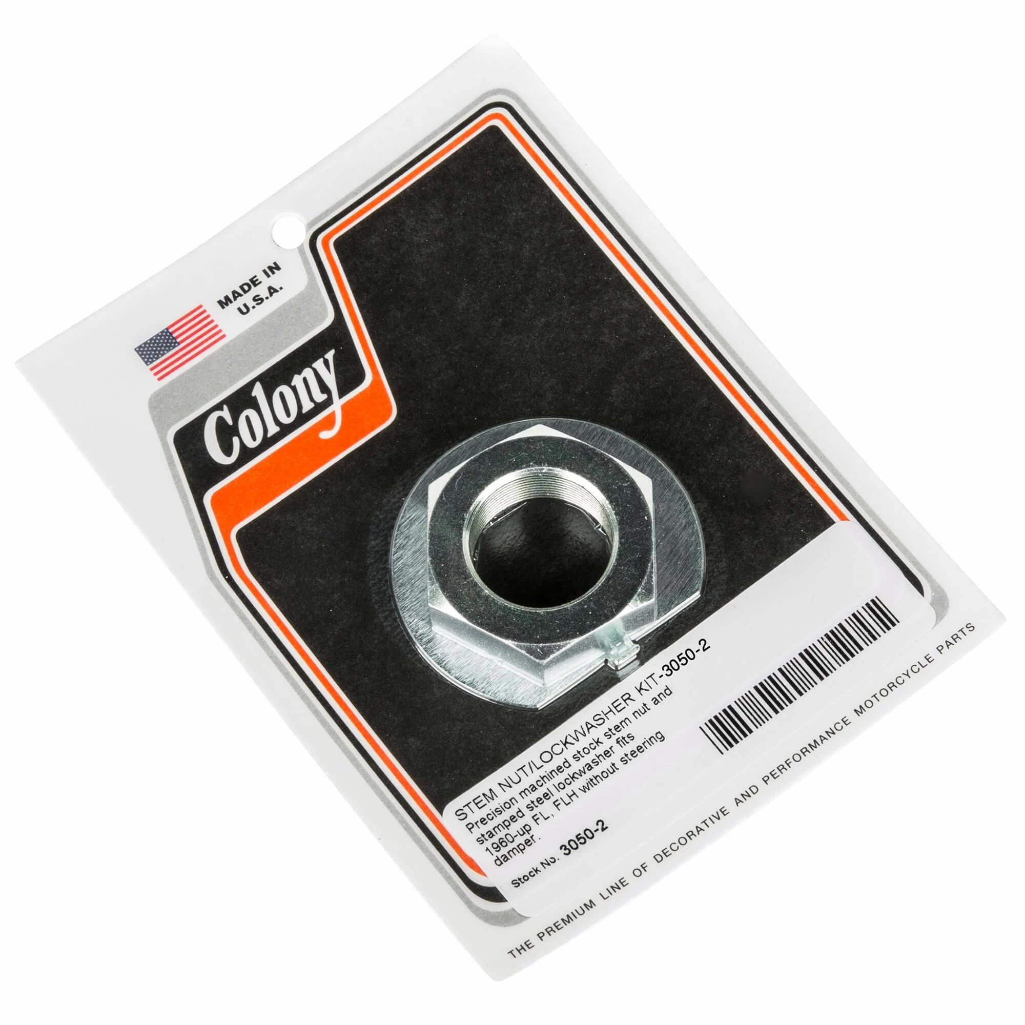 Colony #3050-2 Stem Nut Lockwasher Kit Harley Davidson FL FLH 60-up 1 Colony #3050-2 Stem Nut Lockwasher Kit Harley Davidson FL FLH 60-up