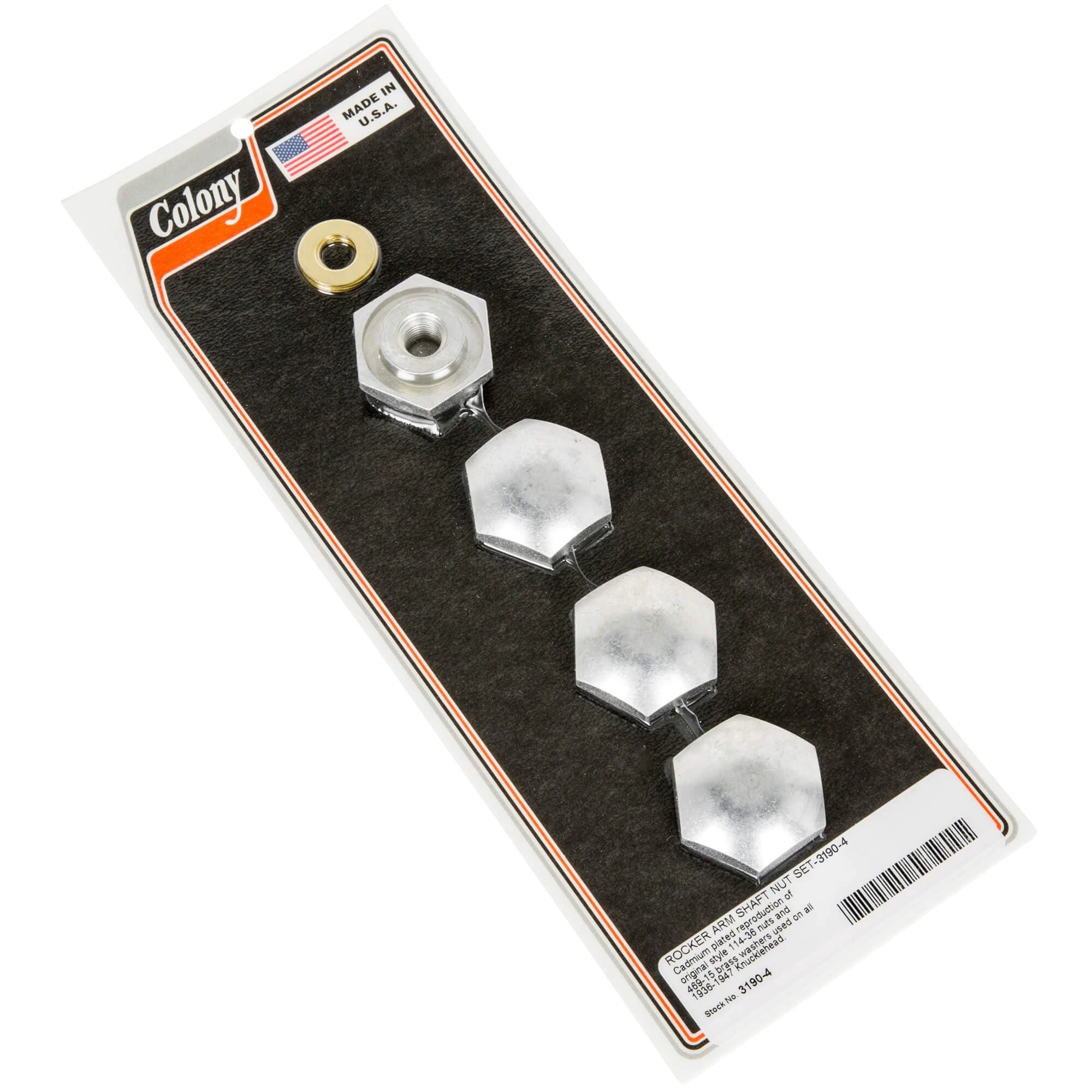 Colony #3190-4 CAD Plated Rocker Arm Shaft Nut Set 1936 - 1947 Harley-Davidson Knuckleheads 1 Colony #3190-4 CAD Plated Rocker Arm Shaft Nut Set 1936 - 1947 Harley-Davidson Knuckleheads