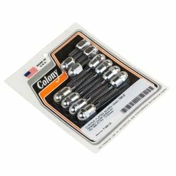 Colony #7146-12 Chrome Plated Acorn Head Primary Cover Screw Kit Fits H-D 74's 1965-70