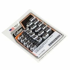 Colony #7414-20 Chrome Plated Acorn Primary Cover Screw Kit Fits 1936-69 Harley Davidson Big Twin With Steel Primary Cover