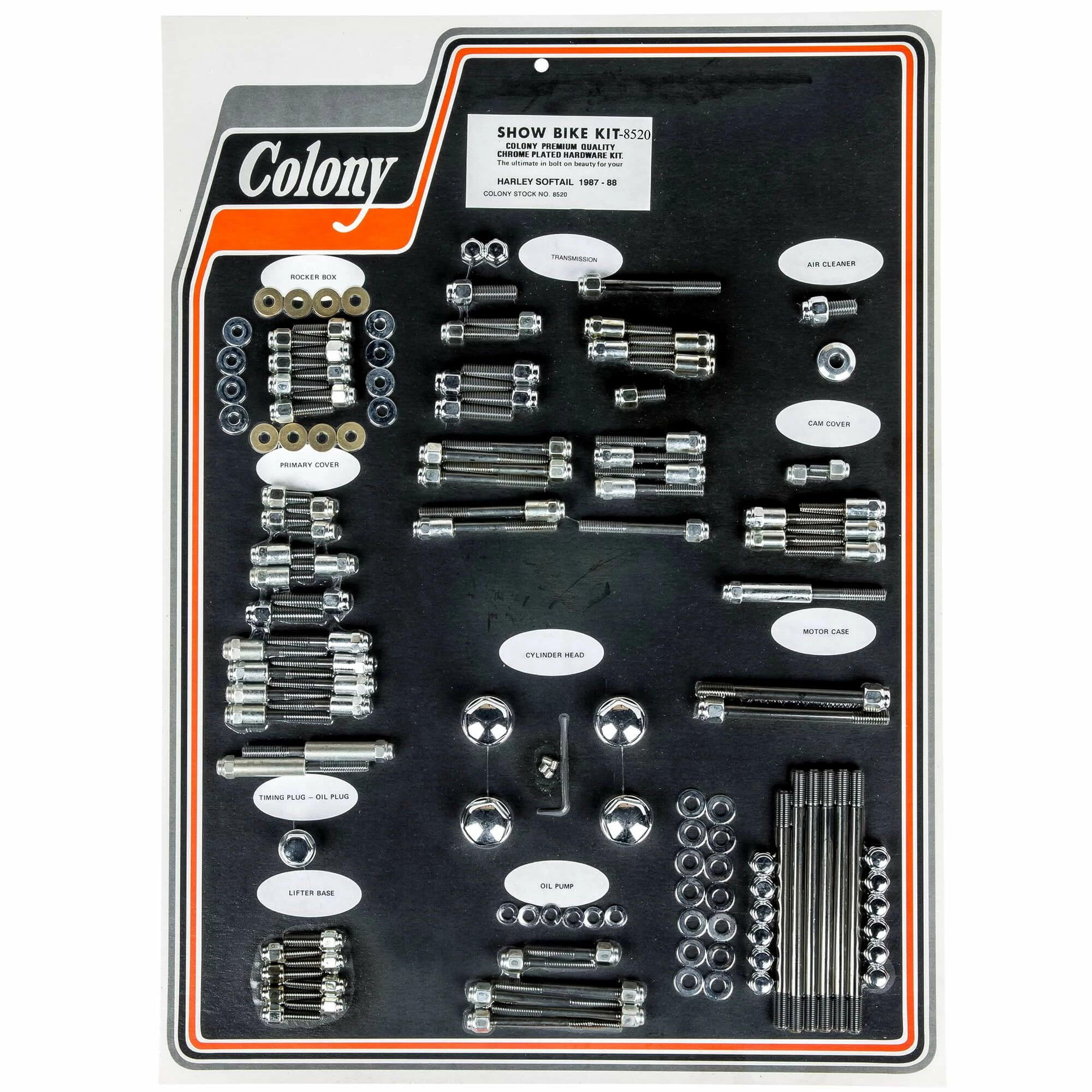 Colony #8520 Complete Show Bike Kit Chrome Cap Style Hardware Harley 87-88 Softail 1 Colony #8520 Complete Show Bike Kit Chrome Cap Style Hardware Harley 87-88 Softail