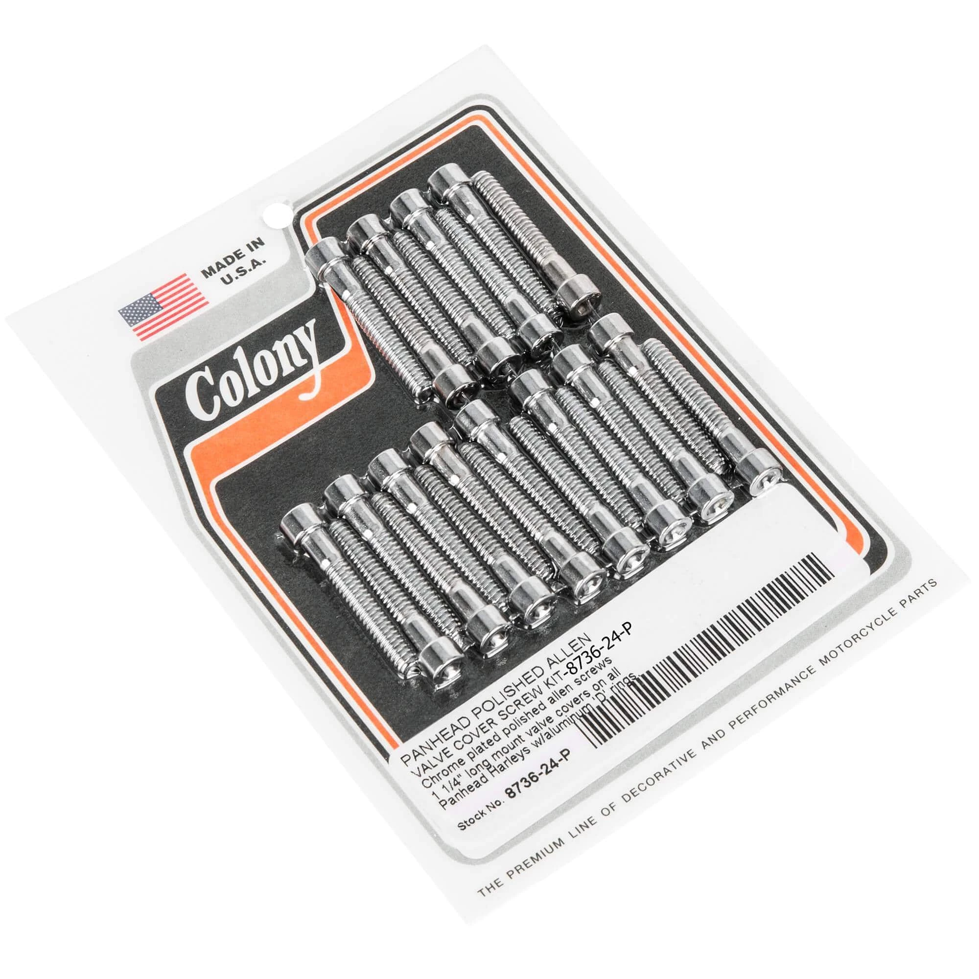 Colony #8736-24-P Valve Cover Screw Kit Smooth Chrome Allen Harley Panhead 1 Colony #8736-24-P Valve Cover Screw Kit Smooth Chrome Allen Harley Panhead