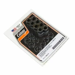 Colony #9624-16 Parkerized Cylinder Base Nuts Harley Sportster & 45