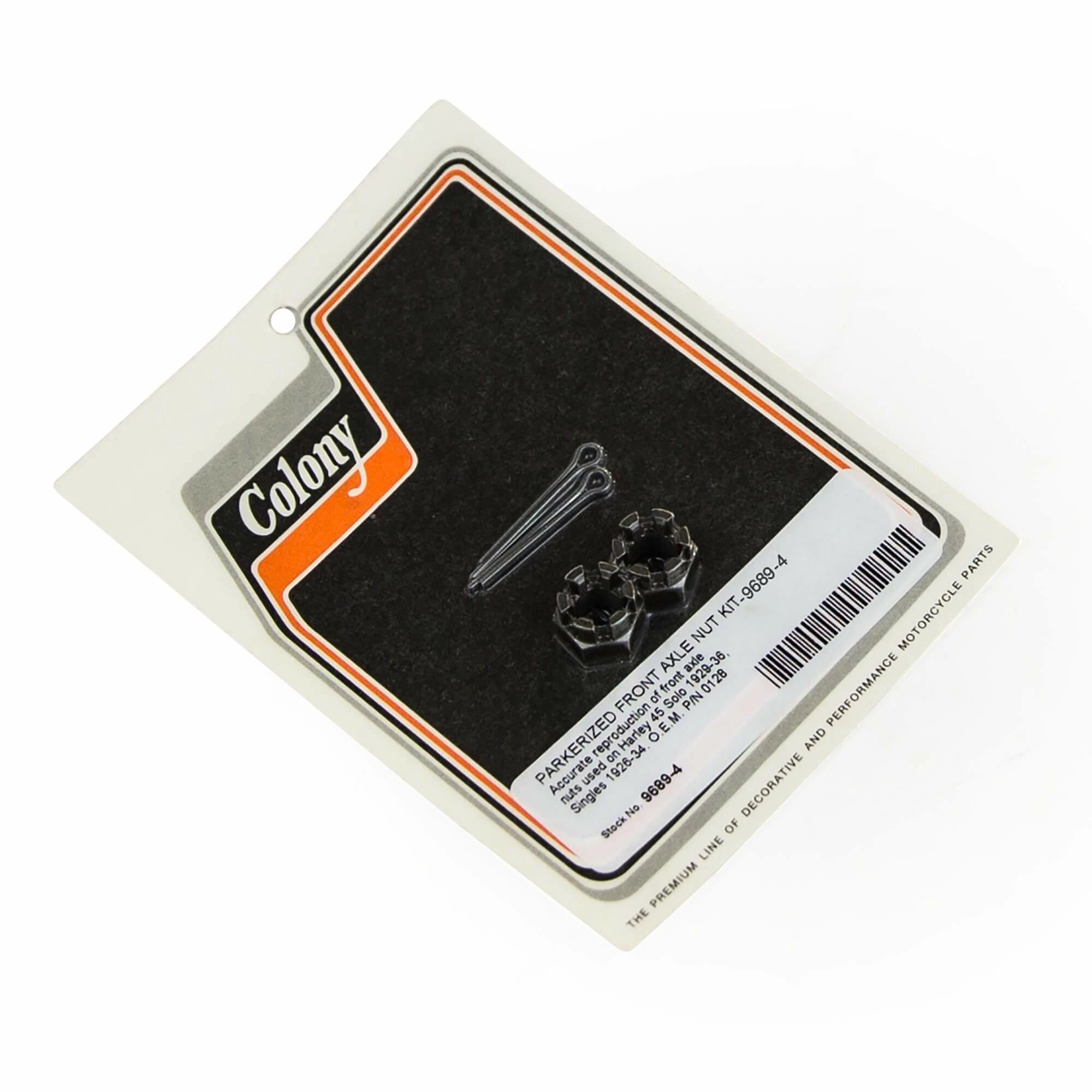Colony #9689-4 Front Axle Nut Kit Parkerized H-D 45 Solo 29-36 OEM 0128 1 Colony #9689-4 Front Axle Nut Kit Parkerized H-D 45 Solo 29-36 OEM 0128