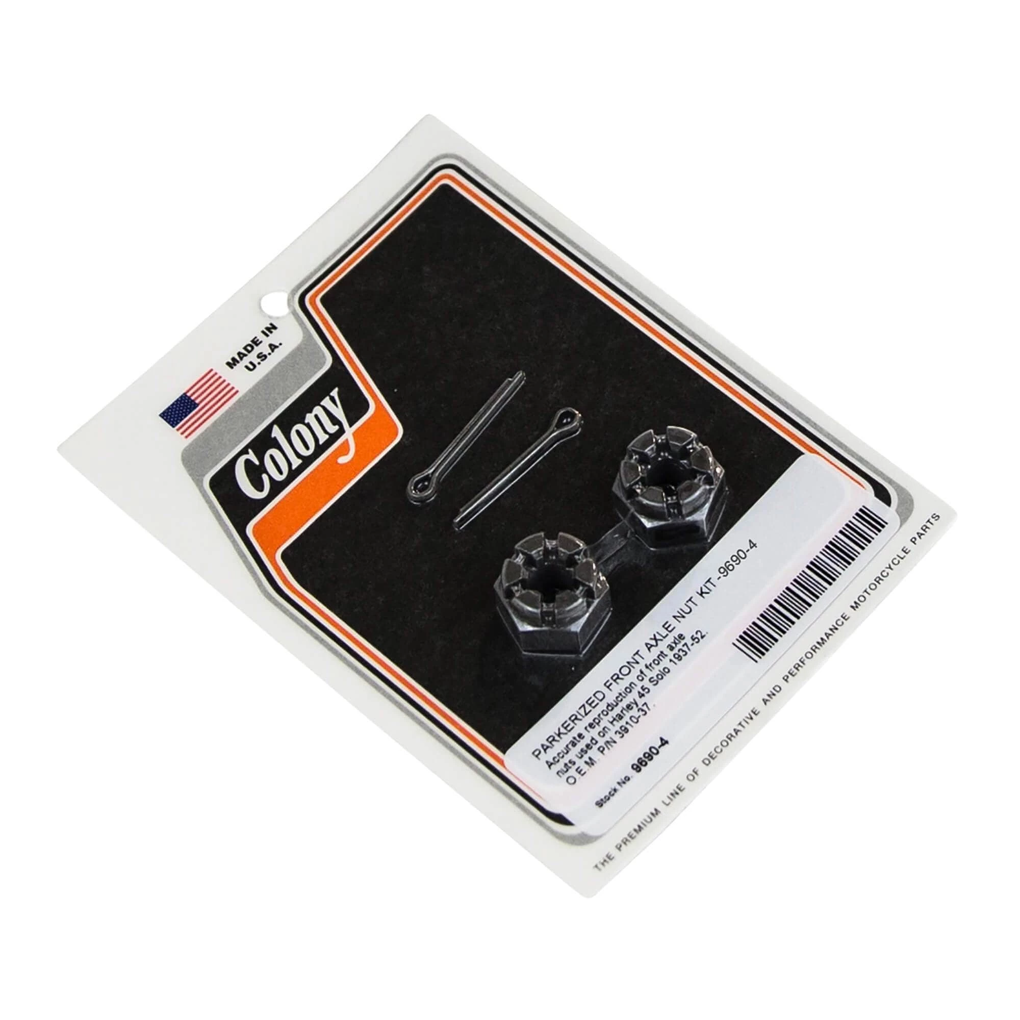Colony #9690-4 Front Axle Nut Kit Parkerized H-D 45 Solo OEM 3910-37 1 Colony #9690-4 Front Axle Nut Kit Parkerized H-D 45 Solo OEM 3910-37