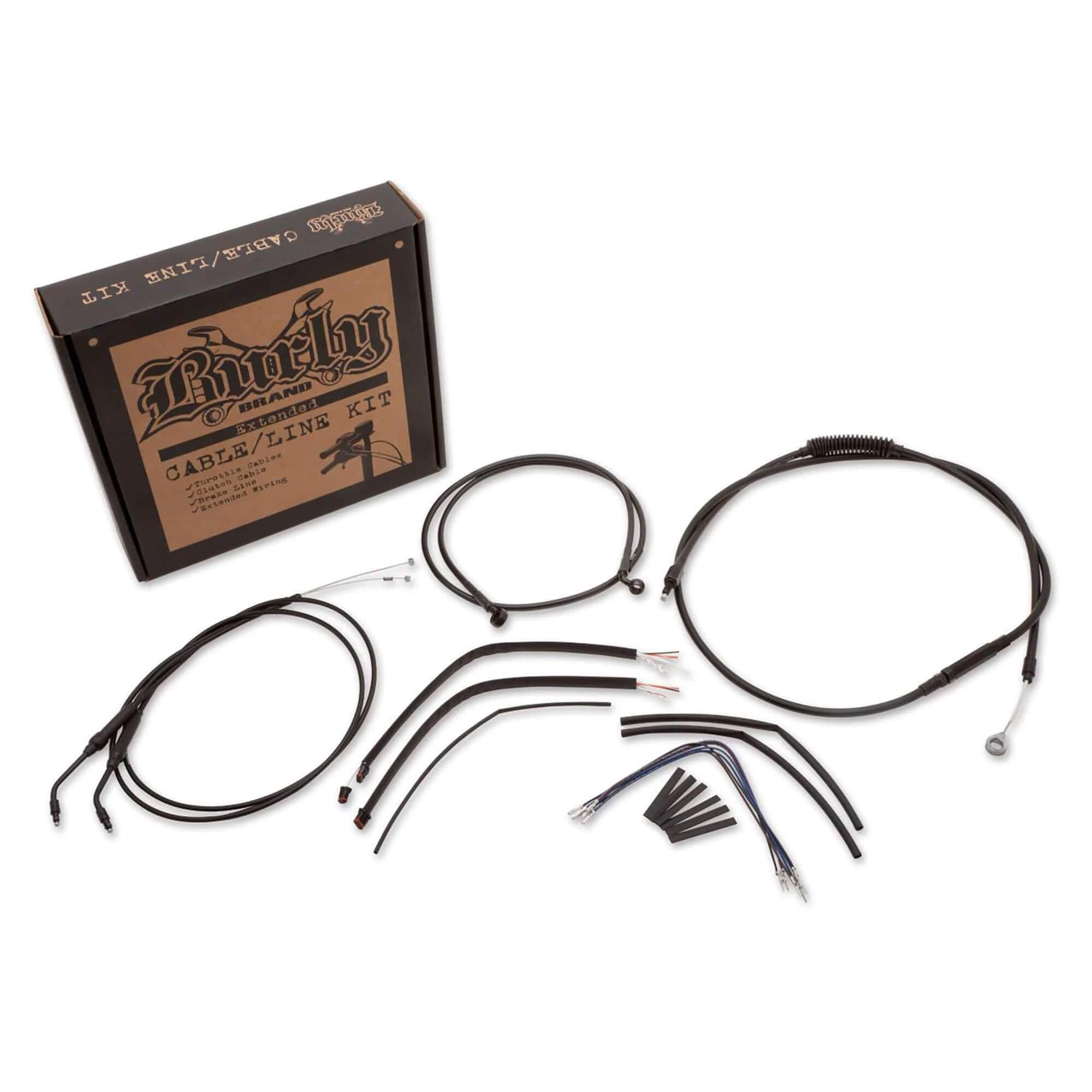 Burly Brand Complete Handlebar Cable/Brake Line Kit For 16" Ape Hanger Handlebars H-D 2000-06 FXST/B/D 1 Burly Brand Complete Handlebar Cable/Brake Line Kit For 16" Ape Hanger Handlebars H-D 2000-06 FXST/B/D