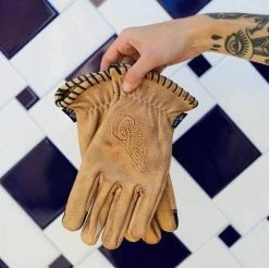 Axel Co. Tan Waxed Cowhide Gloves -Biltwell Shop IMG 9168