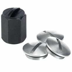 Lowbrow Customs Slotted Inspection Cap / Plug - Set Of 3 With Tool - Triumph / BSA