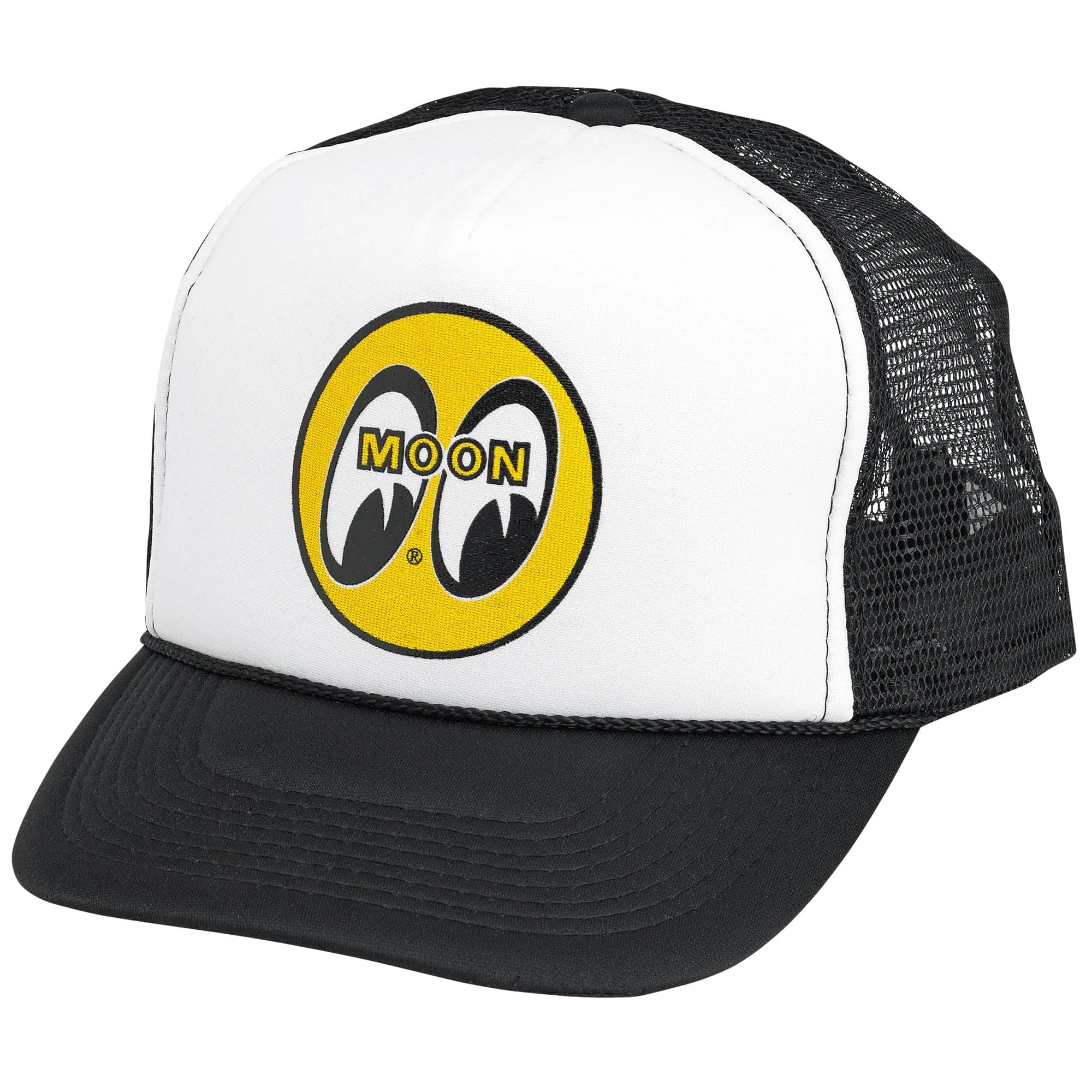 Mooneyes Moon Logo Trucker Hat- Black & White 1 Mooneyes Moon Logo Trucker Hat- Black & White