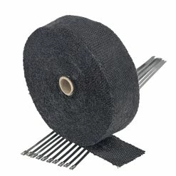 Cycle Standard Black Exhaust Wrap Header Tape - 2 Inch X 50 Foot - With 10 Stainless Zip Ties