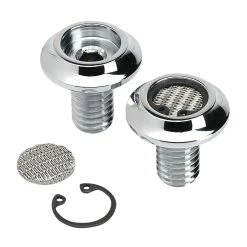 Lowbrow Customs Radius Breather Bolts For Harley-Davidson Twin Cam - Chrome Plated