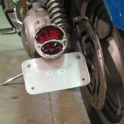 Cycle Standard Model A Tail Light Mounting Bracket - Horizontal License Plate -Biltwell Shop large 3954 003954 lowbrow customs model a tail light mounting bracket horizontal license plate installed 1