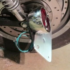 Cycle Standard Model A Tail Light Mounting Bracket - Horizontal License Plate -Biltwell Shop large 3954 003954 lowbrow customs model a tail light mounting bracket horizontal license plate installed 2