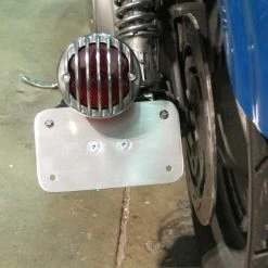 Cycle Standard Model A Tail Light Mounting Bracket - Horizontal License Plate -Biltwell Shop large 3954 003954 lowbrow customs model a tail light mounting bracket horizontal license plate installed 4