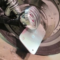 Cycle Standard Model A Tail Light Mounting Bracket - Horizontal License Plate -Biltwell Shop large 3954 003954 lowbrow customs model a tail light mounting bracket horizontal license plate installed 5