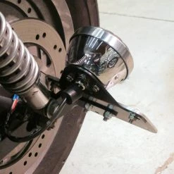 Cycle Standard Model A Tail Light Mounting Bracket - Horizontal License Plate -Biltwell Shop large 3954 003954 lowbrow customs model a tail light mounting bracket horizontal license plate installed 6