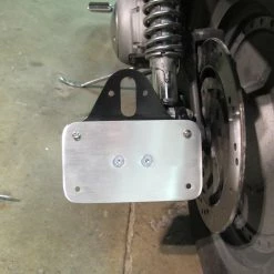 Cycle Standard Model A Tail Light Mounting Bracket - Horizontal License Plate -Biltwell Shop large 3954 003954 lowbrow customs model a tail light mounting bracket horizontal license plate installed 9