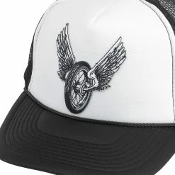 Alternative view of Lowbrow Customs Trucker Hat With Embroidered Winged Wheel Patch