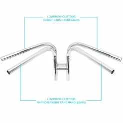 Lowbrow Customs Narrow Rabbit Ears Handlebars - 1 Inch - Chrome -Biltwell Shop rabbit ear comparison shots 1 1
