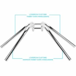 Lowbrow Customs Narrow Rabbit Ears Handlebars - 1 Inch - Chrome -Biltwell Shop rabbit ear comparison shots 2 1